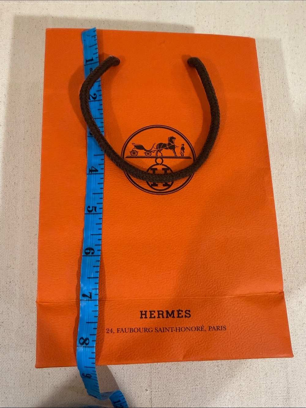 Authentic Hermes Orange Shopping Bag with brown Handles Hermes gift bags - Picture 9 of 10